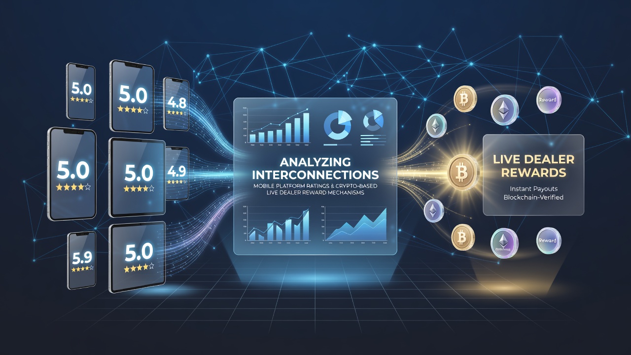 Mobile app interface displaying casino ratings alongside crypto transaction logs for live dealer sessions