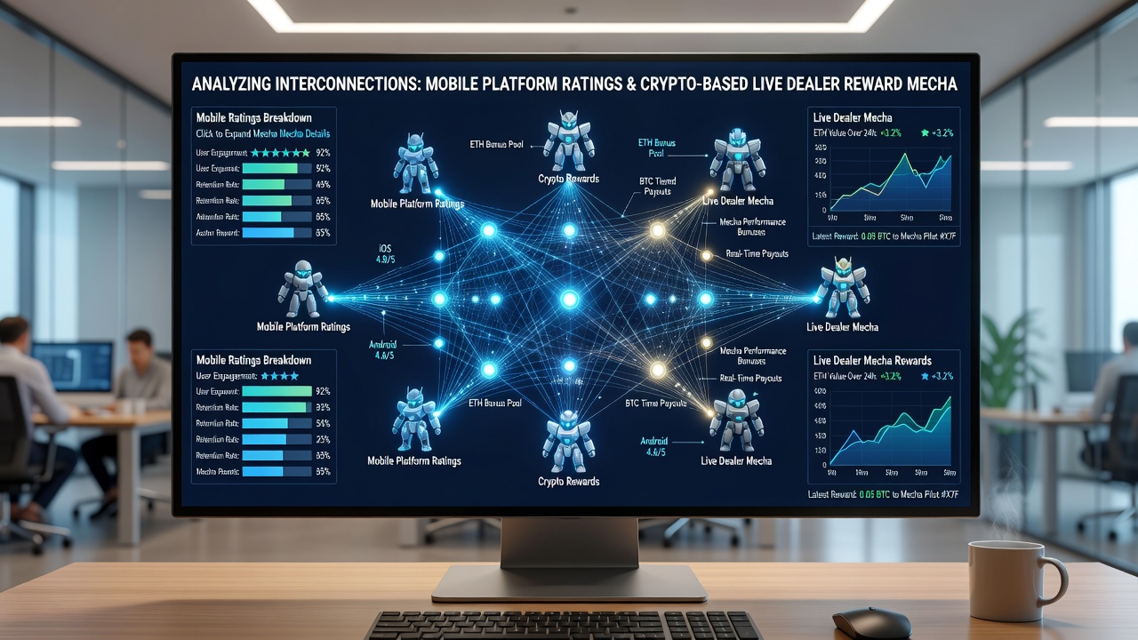 Analytics dashboard showing correlations between app ratings and crypto reward activation rates for live dealer games