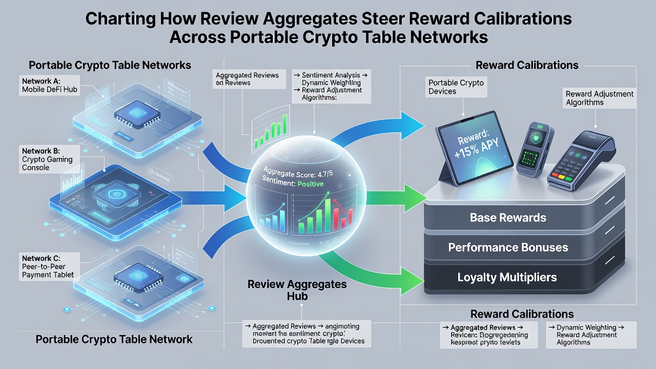Data visualization of review scores guiding bonus adjustments in portable crypto gaming