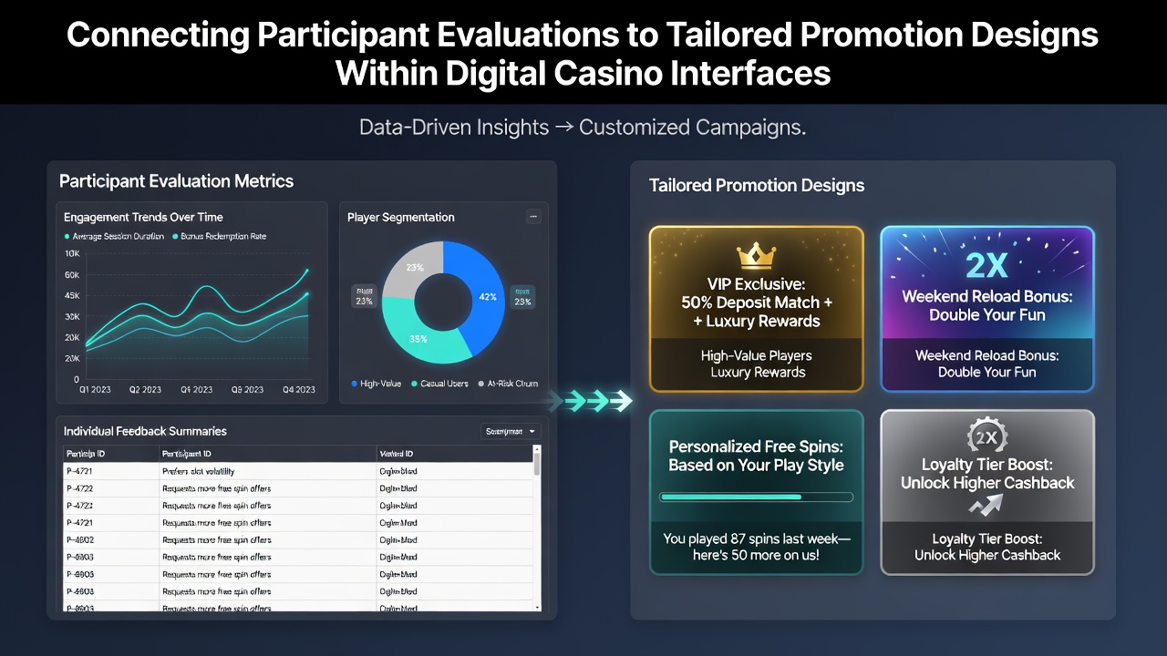 Analytics dashboard displaying player evaluation metrics connected to customized casino promotions