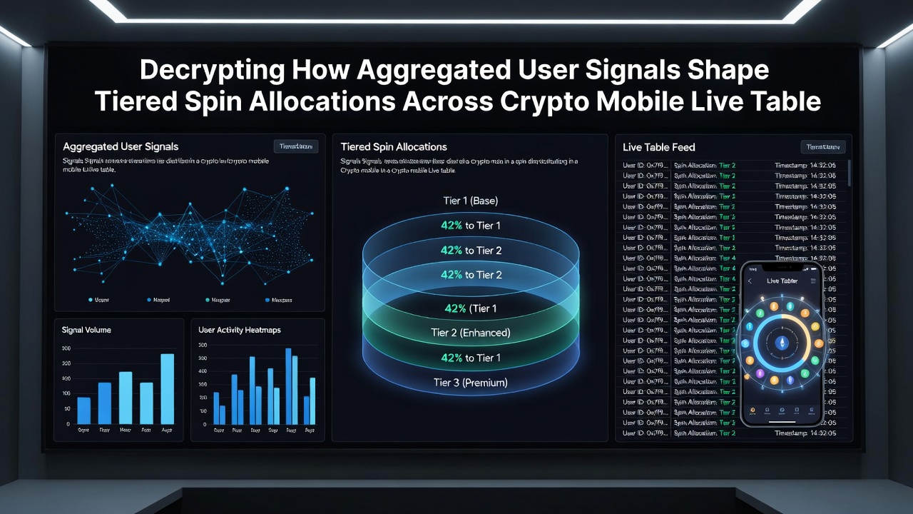 Diagram illustrating tier progression and spin allocation flow based on aggregated mobile user signals in crypto live dealer environments