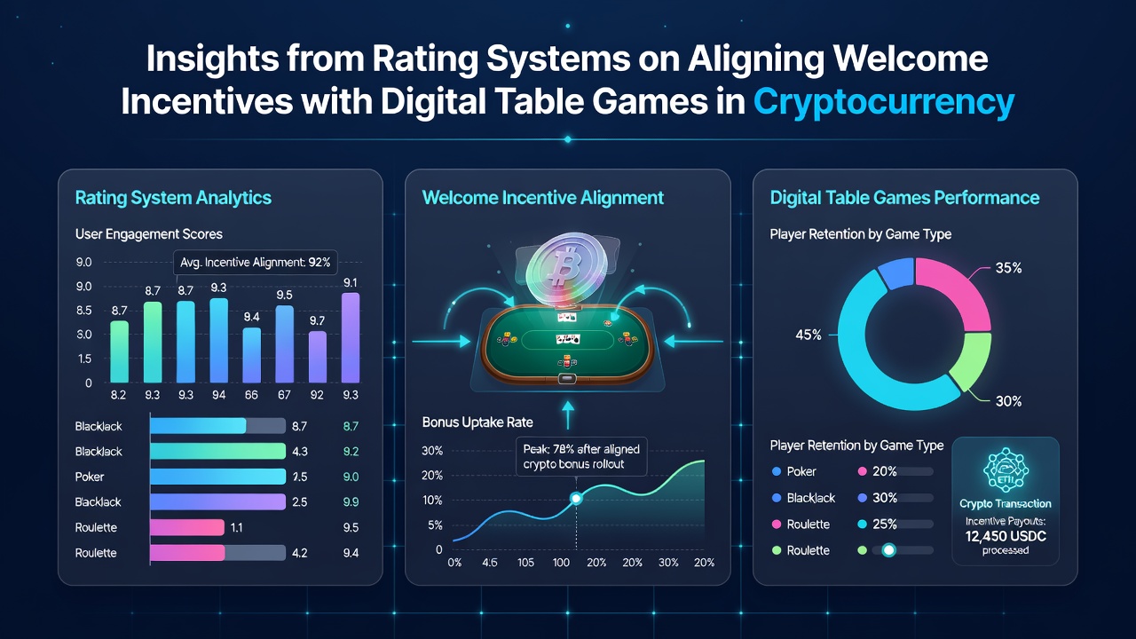 Dashboard view of aggregated player ratings correlated with table game bonus performance in crypto casino environments
