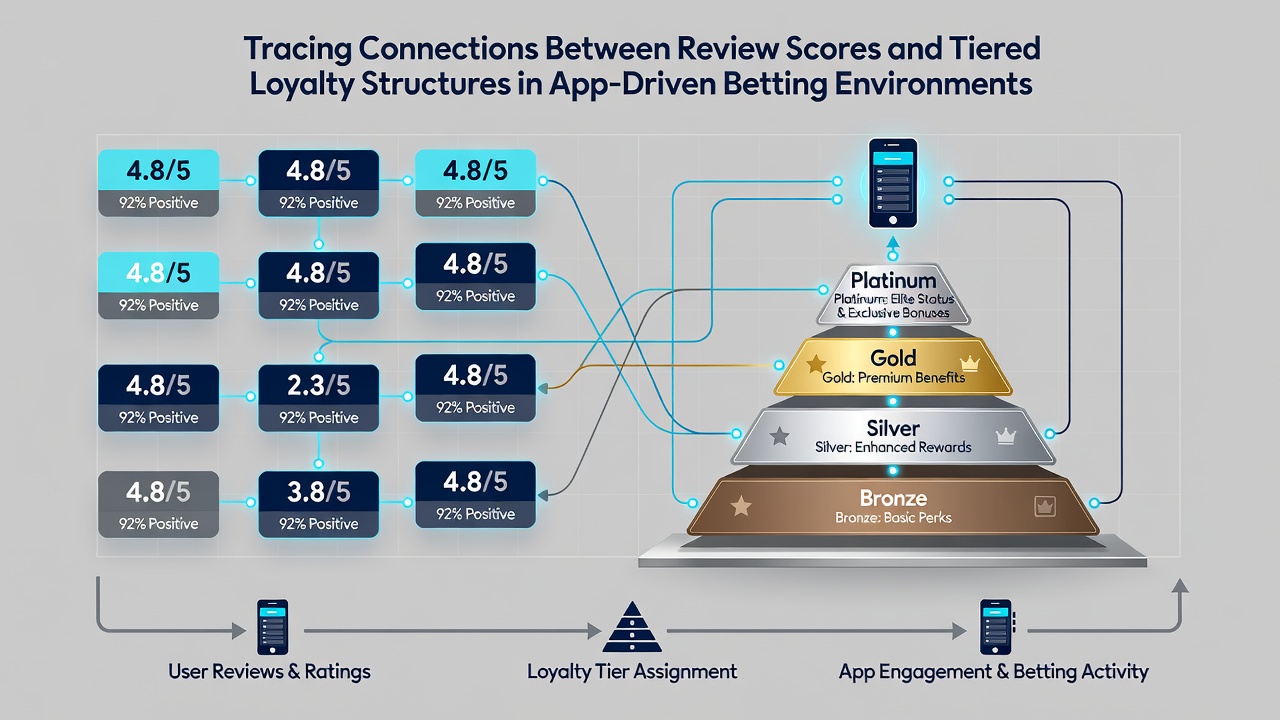 Data visualization charts showing correlation between app review ratings and loyalty tier progression rates
